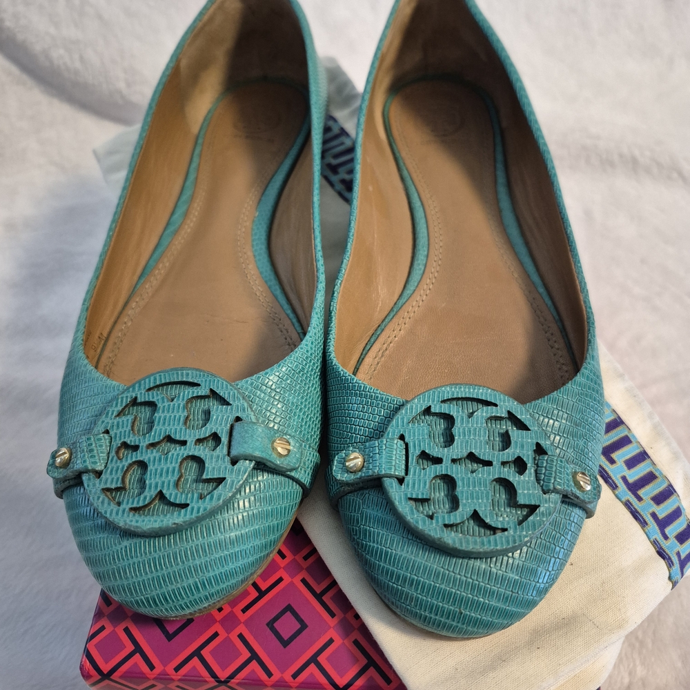 Tory Burch Pond Green Miller Flats